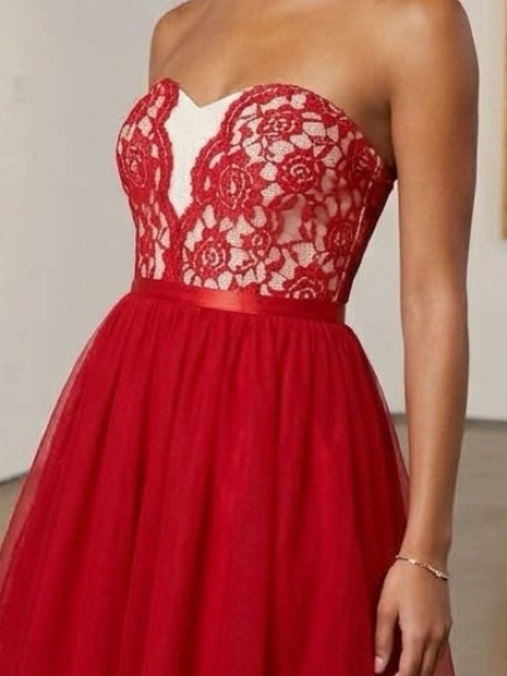 ASOS strapless smocked lace floral mini dress